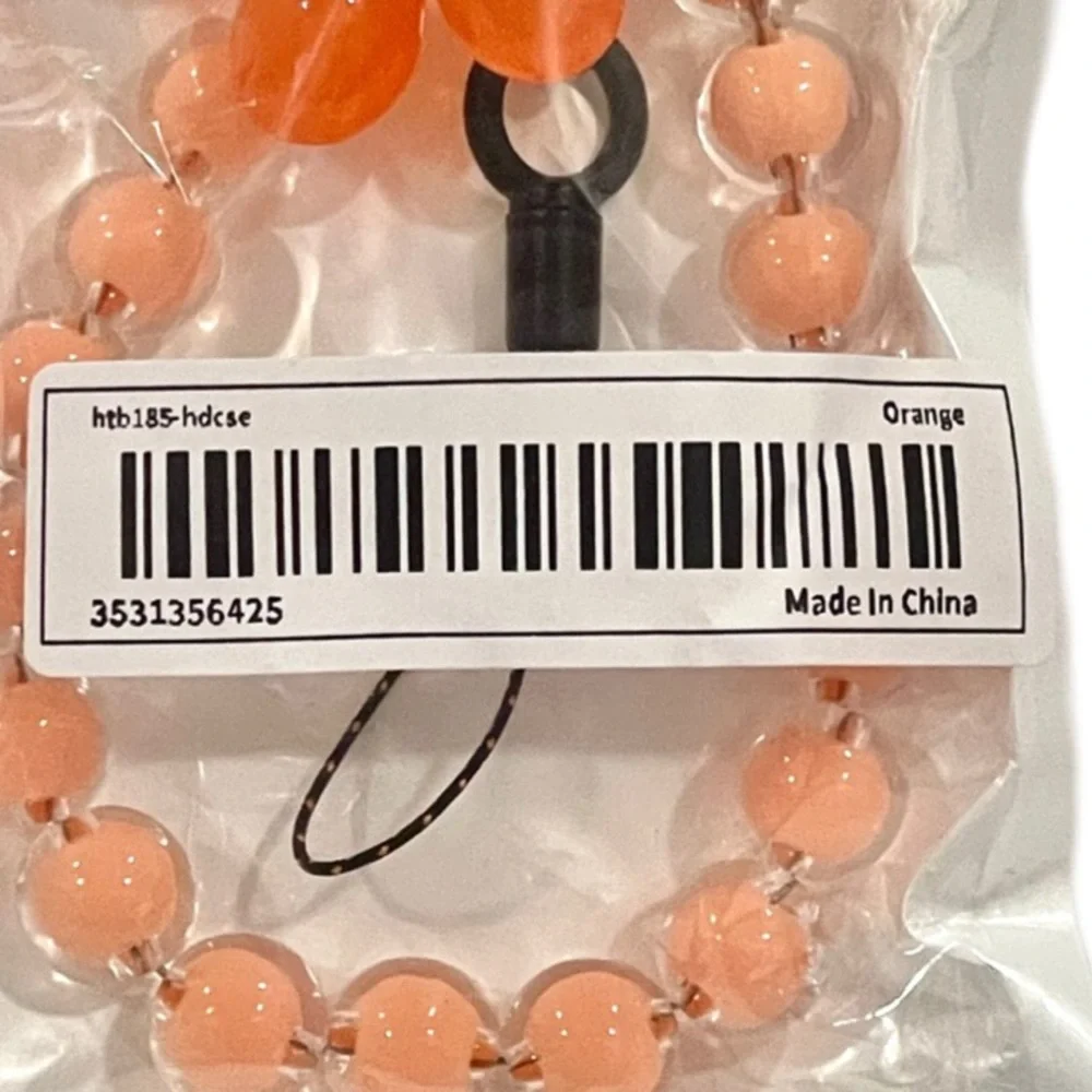 🎁 Kawaii Orange Flower Mobile Phone Wrist Lanyard Solid Makaron Beaded Chain
